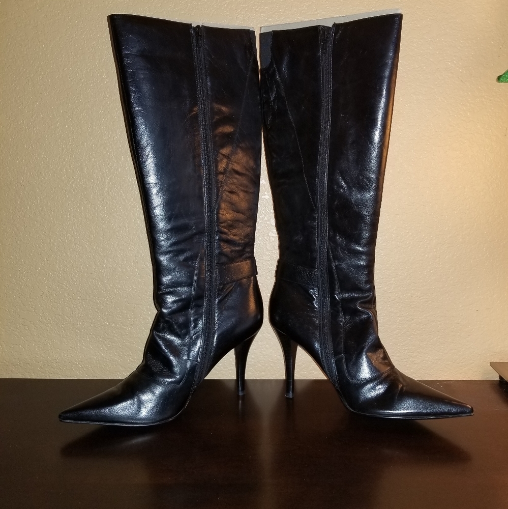 Black leather boots